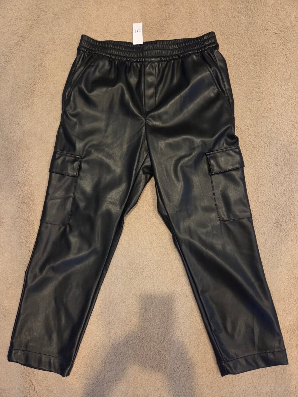 Gap NWT Black Leather Cargo Pants M